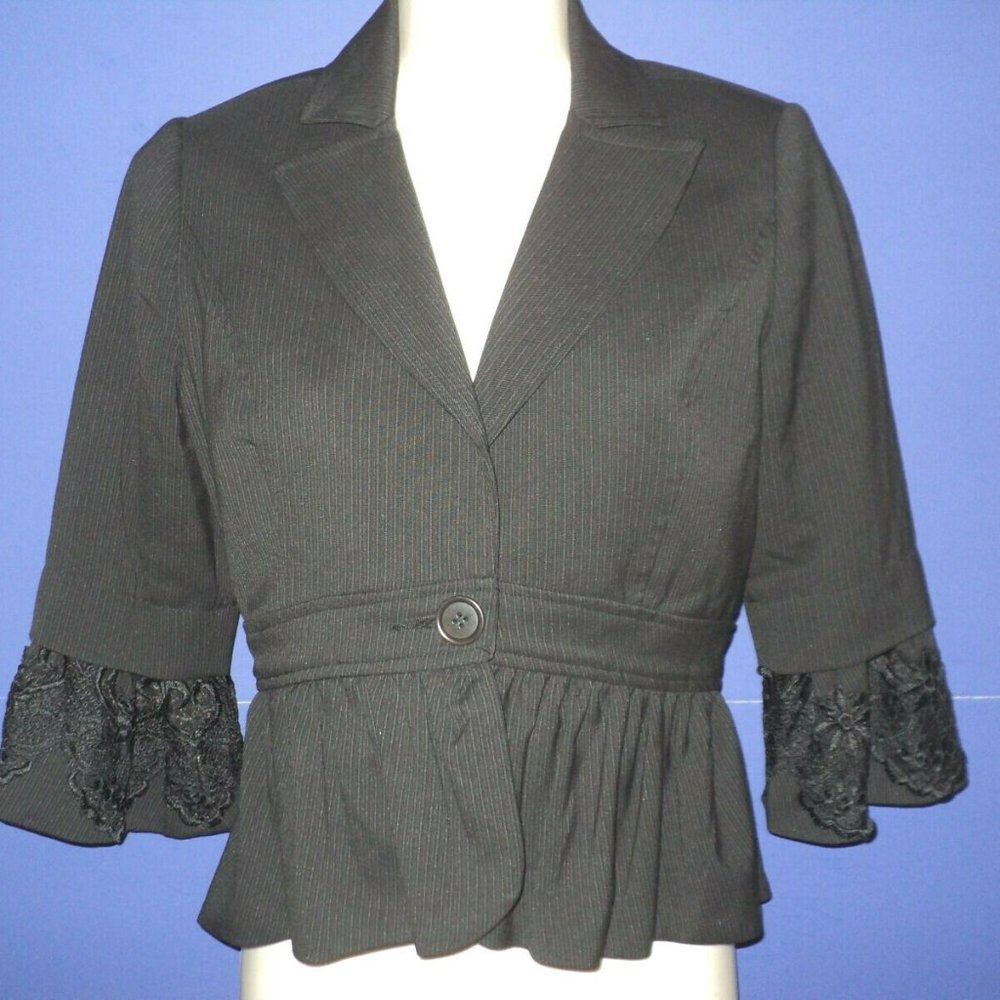 Arden B. Cropped Jacket Size XS Pin Stripes Gray